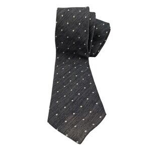 John Varvatos‎ USA Cotton and Linen Blend Gray Polka Dot Tie
